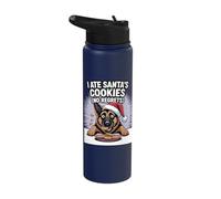 I Ate Santas Cookies Puppy Funny Christmas German Shepherd Stainless Steel Insulated Water Bottle