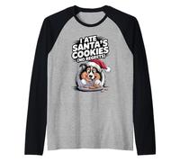 I Ate Santas Cookies Puppy Funny Christmas Shetland Sheepdog Raglan Baseball Tee