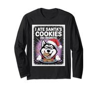 I Ate Santas Cookies Puppy Funny Christmas Siberian Husky Long Sleeve T-Shirt