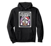 I Ate Santas Cookies Puppy Funny Christmas Siberian Husky Pullover Hoodie