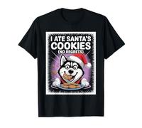 I Ate Santas Cookies Puppy Funny Christmas Siberian Husky T-Shirt