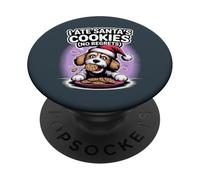 I Ate Santas Cookies XMAS Dog Puppy Funny Christmas Cockapoo PopSockets Adhesive PopGrip