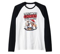 I Ate Santas Cookies Xmas Puppy Funny Christmas Bulldog Raglan Baseball Tee