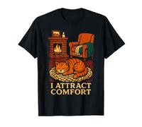 I Attract Comfort Cat by Fireplace Cozy Winter Holiday Art T-Shirt