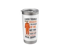 I Avoid Trouble Because I’m Afraid of Me Orange Jumpsuit Stainless Steel Insulated Tumbler