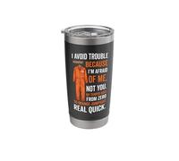 I Avoid Trouble Because I’m Afraid of Me Orange Jumpsuit Stainless Steel Insulated Tumbler