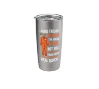 I Avoid Trouble Because I’m Afraid of Me Orange Jumpsuit Stainless Steel Insulated Tumbler
