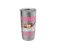 I Bake People Happy Cookie Muffin Cupcake Baking Baker Stainless Steel Insulated Tumbler