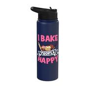 I Bake People Happy Cookie Muffin Cupcake Baking Baker Stainless Steel Insulated Water Bottle