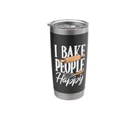 I Bake People Happy Kitchen Lover Funny Baking Pun Bakery Stainless Steel Insulated Tumbler