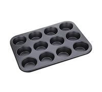 I-Bake Premium 12-Cup Non-Stick Muffin Pan - Carbon Steel, Oven Safe, Dishwasher Safe, Black - Perfect for Cupcakes, Muffins, and Mini Quiches