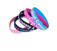 I Beat Cancer - Hypoallergenic Silicone, Waterproof, 20cm - Love, Fight, Win, Medical Awareness Wristband Bracelet (Black, Pink, Light Pink, Blue, Dark Blue) (Dark Blue)