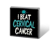 I Beat Cervical Cancer Badge Pin Brooch Square Shape Button Aluminum Decor for Backpacks Hats 0.7 Inch