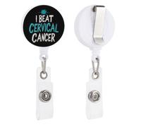 I Beat Cervical Cancer ID Card Clip Holder Badges for 1 Pack