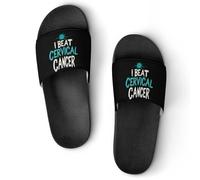 I Beat Cervical Cancer Unisex Shower Slippers Non Slip Slides Bathroom Beach Pool Sandals