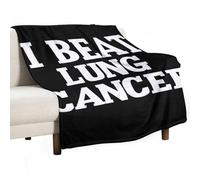 I Beat Lung Cancer Throw Fleece Blanket for Couch Bed Decorative Flannel Blankets Soft Plush