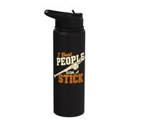 I Beat People with A Stick Funny Baseball Softball Player Stainless Steel Insulated Water Bottle