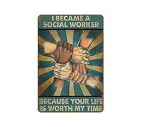 I Became A Social Worker Because Your Life is Worth My Time Poster Black Livers Matter Poster Home Décor Poster Novelty Retro Tin Metal Sign 8"x12" Metal Poster