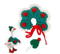 i-Beeboo Desktop Goose Christmas Outfit Set 7 Inch, 2 Piece Knitted Clothes with Skirt and Hat, Mini Desk Decor