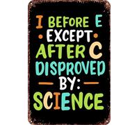 I Before E Except After C Metal Art of Writing Tin Signs Retro Garage Signs Movie Posters Sign Man Cave Decor 8×12 Inch