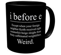I Before E Grammar Funny Ceramic Coffee Mug11Oz Dishwasher Safe for Coffee Tea School Office Weird Grammar Rule Design English Teacher Gift