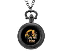 I Believe Bigfoot Vintage Pocket Watch with Chain Arabic Numerals Scale Quartz Pocket Watches Gifts for Men Women