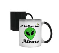 I Believe in Aliens, Space Alien Fans Gift, Colour Changing Mug, Magic Cup/Mug.