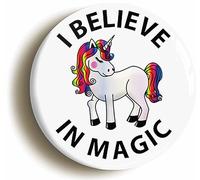 I Believe In Magic Rainbow Unicorn Cute Button Badge (1inch / 25mm diameter)