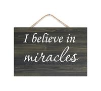 I Believe in Miracles Wooden Wall Sign 8x12in Inspiration Bible Wood Sign Farmhouse Rustic Family Wall Plaques Art for Entryway Door Living Room Bedroom Kitchen Christmas Decorations
