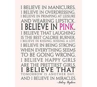 I believe in PINK, Mix 90P Dotted grid 20P Lined ruled, Women quote journal, 8.5x11 in, 110 undated pages,Audrey Hepburn: Quote journal to write in ... new ideas, special moments, or daily notes