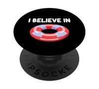 I Believe in Pool Floaties Raft Summer Party Ocean Water Fun PopSockets Adhesive PopGrip