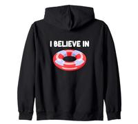 I Believe in Pool Floaties Raft Summer Party Ocean Water Fun Zip Hoodie