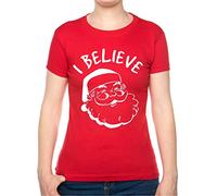 I Believe in Santa Claus Father Christmas Xmas Gift Ladies T-Shirt Size S-XXL