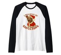I Believe in Santa Paws American Hairless Terrier Christmas Raglan Baseball Tee