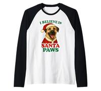I Believe in Santa Paws Anatolian Shepherd Dog Hat Christmas Raglan Baseball Tee