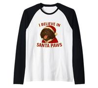 I Believe in Santa Paws Puli Dog Mom Dad Owner Hat Christmas Raglan Baseball Tee
