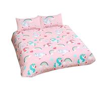 I Believe in Unicorns Double Duvet Cover and Pillowcase Set Pink Bedding New