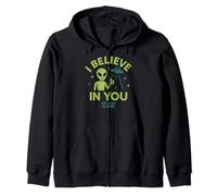 I Believe In You, And Also Aliens, Funny UFO Zip Hoodie