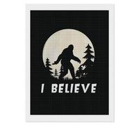 I Believe Sasquatch Bigfoot Diamond Painting Kits for Adults Full Square Drill Diamond Art 12"x16"