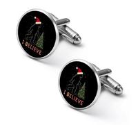 I Believe Sasquatch Bigfoot X-mas Fashion Cufflinks for Men Classic Shirts Cuff Links Set for Wedding Business 1.7cm