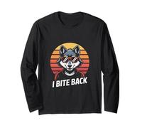 I Bite Back Cool Wolf Sunglasses Retro Sunset Long Sleeve T-Shirt
