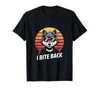 I Bite Back Cool Wolf Sunglasses Retro Sunset T-Shirt
