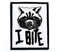 I Bite Cute Raccoon Clothing Jacket Shirt Badge Iron on Sew on Embroidered Patch