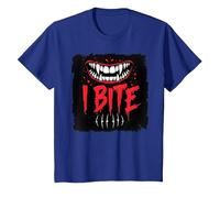 I Bite Not Friendly Do Not Touch Fierce Warning Fangs T-Shirt, Kids, Royal Blue, 8 Years
