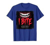 I Bite Not Friendly Do Not Touch Fierce Warning Fangs T-Shirt, Men, Royal Blue, S
