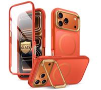 i-BLASON Ares for iPhone 17 Pro Max Case with Stand [MagSafe Compatible] [Tempered Glass Screen Protector] [Camera Control Button] Military-Grade Protection Full-Body Heavy Duty Magnetic Case (Coral)