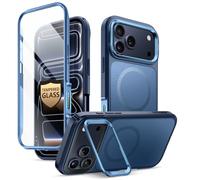 i-BLASON Ares for iPhone 17 Pro Max Case with Stand [MagSafe Compatible] [Tempered Glass Screen Protector] [Camera Control Button] Military-Grade Protection Full-Body Heavy Duty Magnetic Case (Azure)