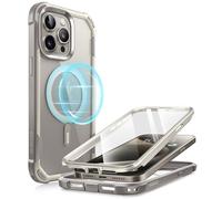 i-Blason Ares Mag for iPhone 15 Pro Case, [Compatible with MagSafe] Dual Layer Rugged Clear Bumper Case with Built-in Screen Protector (Gray)
