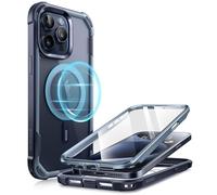 i-Blason Ares Mag for iPhone 15 Pro Case, [Compatible with MagSafe] Dual Layer Rugged Clear Bumper Case with Built-in Screen Protector (Navy)