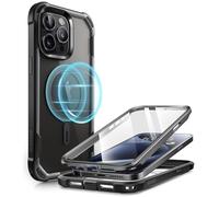 i-Blason Ares Mag for iPhone 15 Pro Case, [Compatible with MagSafe] Dual Layer Rugged Clear Bumper Case with Built-in Screen Protector (Black)